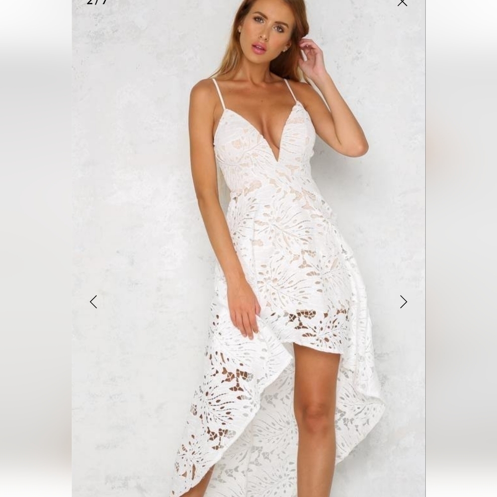 Hello Molly Sunset Dance White Lace High Low Maxi Dress Size 10 NWT - Picture 13 of 16